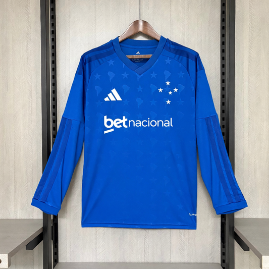 Cruzeiro I 26/27 Long Sleeve - Azul Royal - Fan Version COM Patrocinio Go Jersey