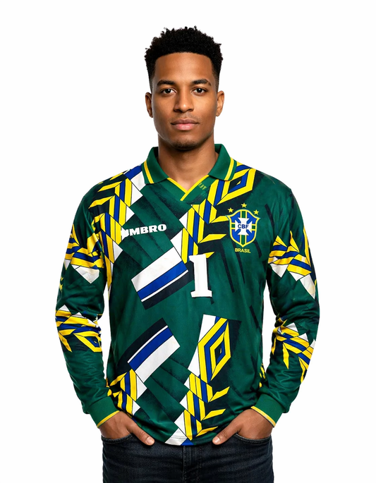 Brazil 1994 GK Long Sleeve Retro Taffarel #1 Brasil Go Jersey
