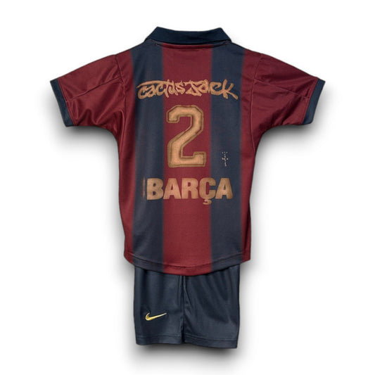 Kids Travis Scott x FC Barcelona Retro Kit 2000/01 Home Skeleton Go Jersey