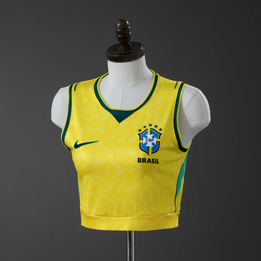 Brazil 2026 Home Women's Vest Cropped Brasil Go Jersey