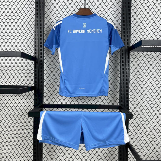 Bayern Munich 2025/26 Blue Goalkeeper Kids Kit Go Jersey