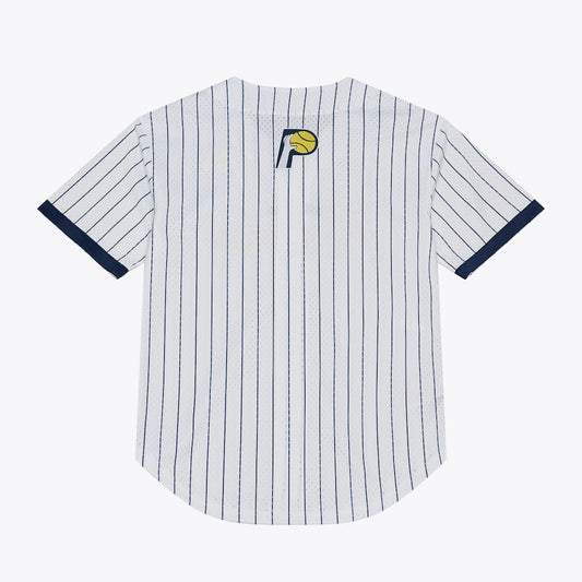 Indiana Pacers Mitchell & Ness Head Coach Pinstripe Mesh Full-Button Baseball Jersey - White