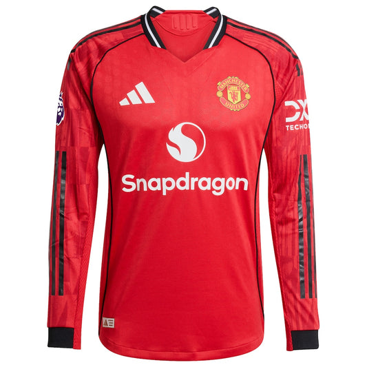 Manchester United adidas Home 2025/26 Authentic Player Long Sleeve Jersey - Red