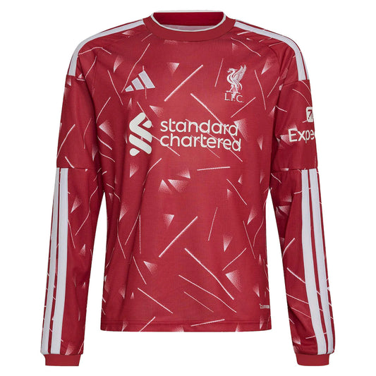 Liverpool adidas Youth 2026/27 Home Replica Long Sleeve Custom Jersey - Red