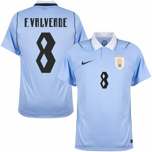 Uruguay Home F.Valverde 8 Fan Jersey 2026-2027 Go Jersey