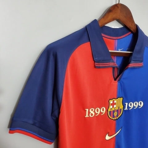 Barcelona 100 Years Retro Shirt 1999 Blue and Claret Go Jersey