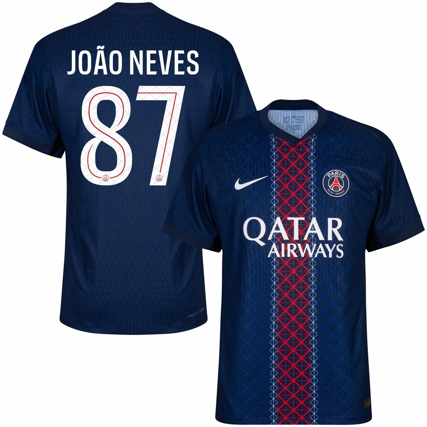 PSG Dri-Fit ADV Match Home João Neves 87 Fan Jersey Shirt 2025-2026 (Champions League) Go Jersey