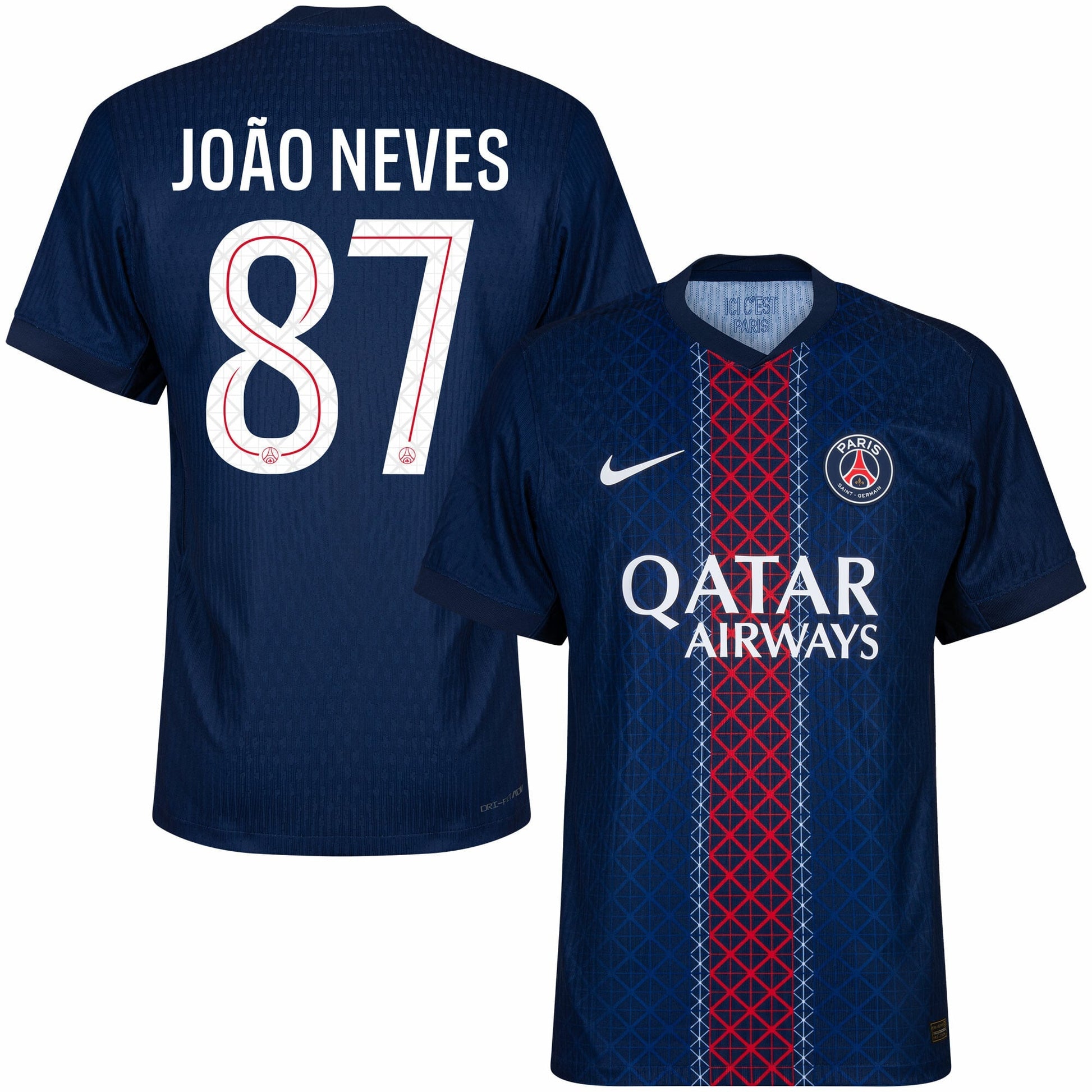 PSG Dri-Fit ADV Match Home João Neves 87 Fan Jersey Shirt 2025-2026 (Champions League) Go Jersey