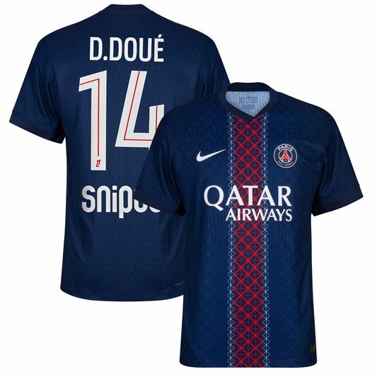 PSG Dri-Fit ADV Home D.Doué 14 Fan Jersey Shirt 2025-2026 (Official Ligue 1 Printing) Go Jersey