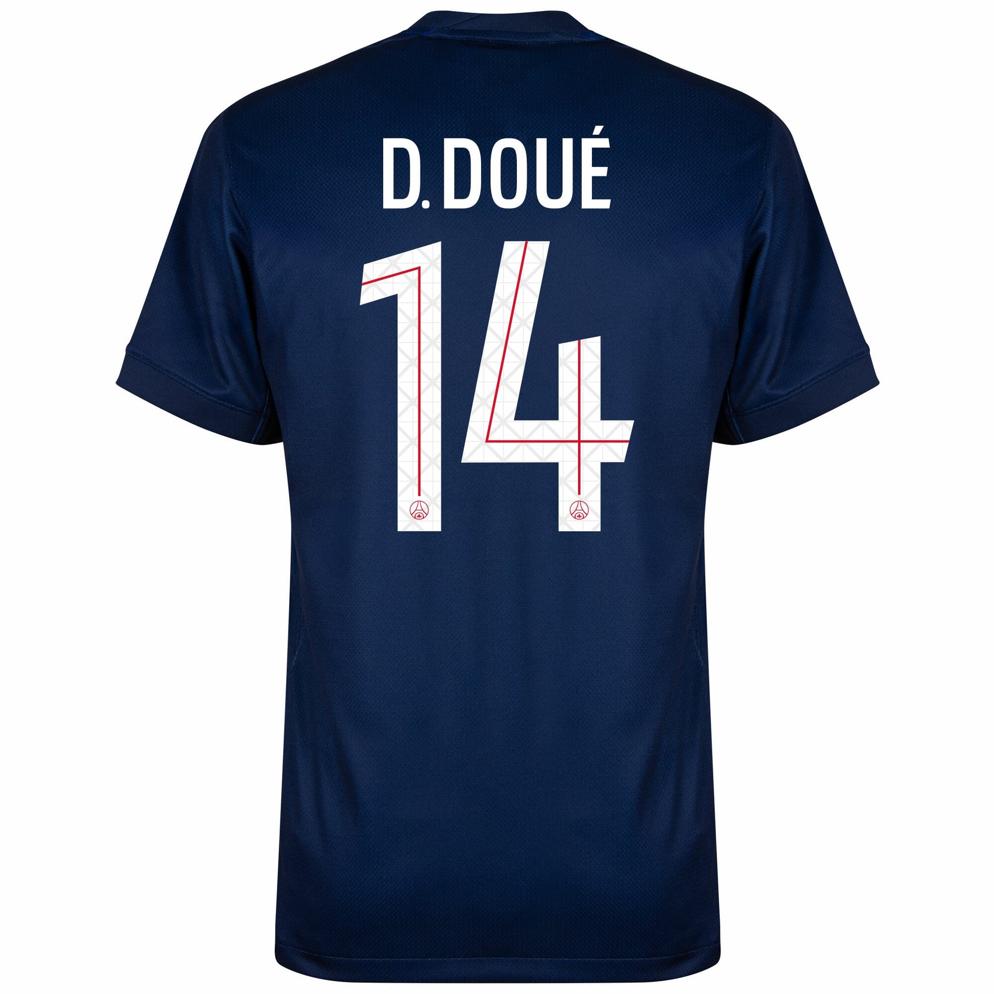 PSG Home D.Doué 14 Fan Jersey Shirt 2025-2026 (Champions League) Go Jersey