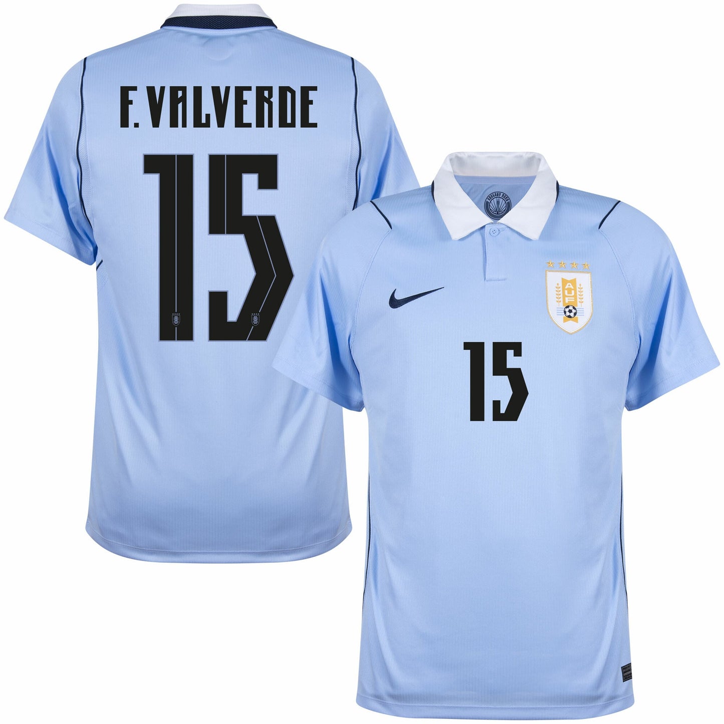 Uruguay Home F. Valverde 15 Fan Jersey Shirt 2026-2027 (Fan Style Printing)