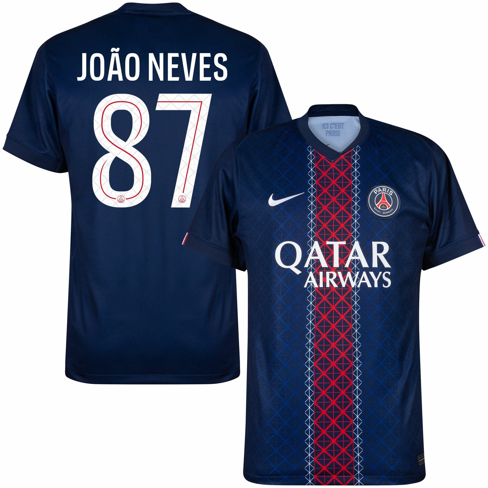 PSG Home João Neves 87 Fan Jersey Shirt 2025-2026 (Champions League) Go Jersey