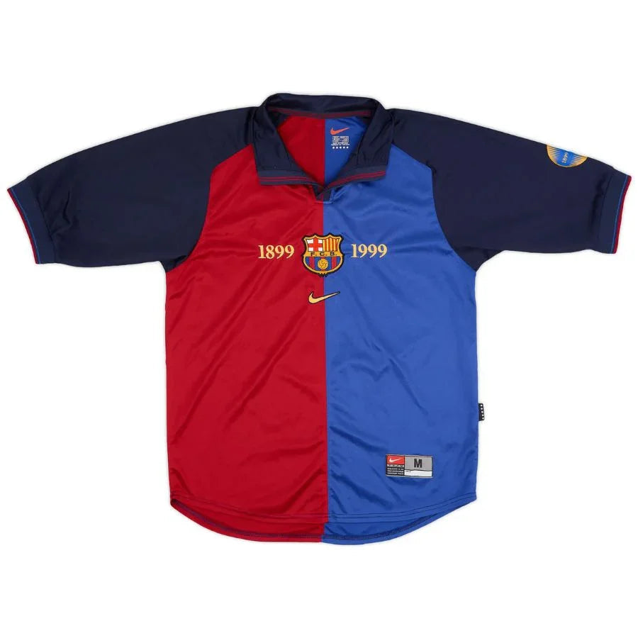 Barcelona Home Retro Jersey Anniversary Transfer 1899-1999 Go Jersey