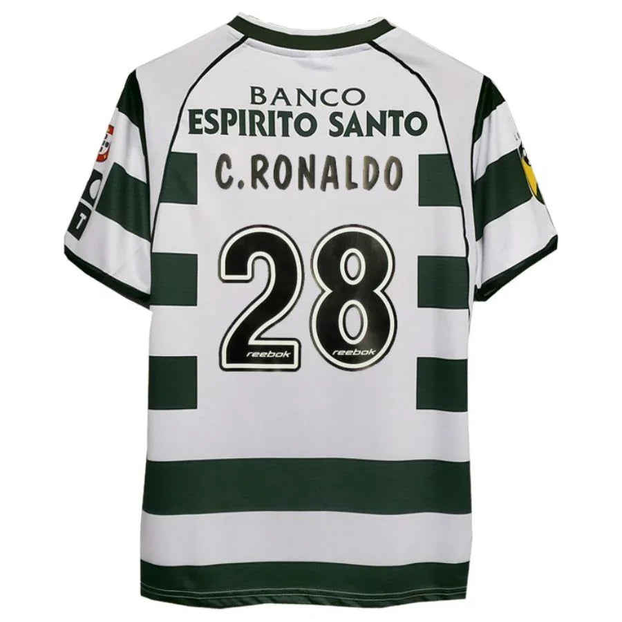 Cristiano Ronaldo #28 Sporting Home Retro Jersey 2002/03 Go Jersey