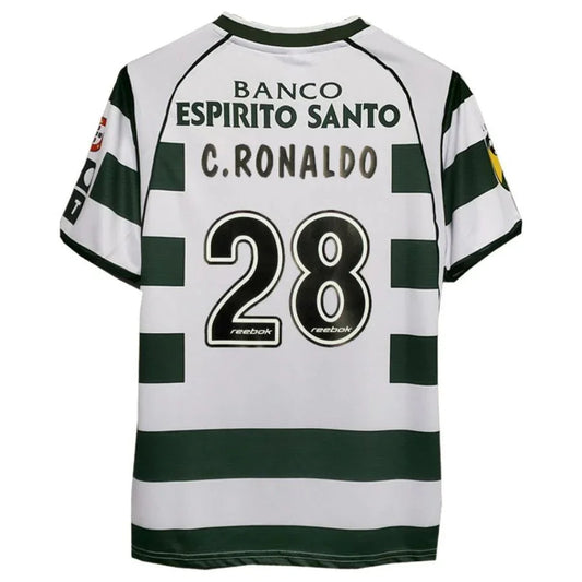 Cristiano Ronaldo #28 Sporting Home Retro Jersey 2002/03 Go Jersey