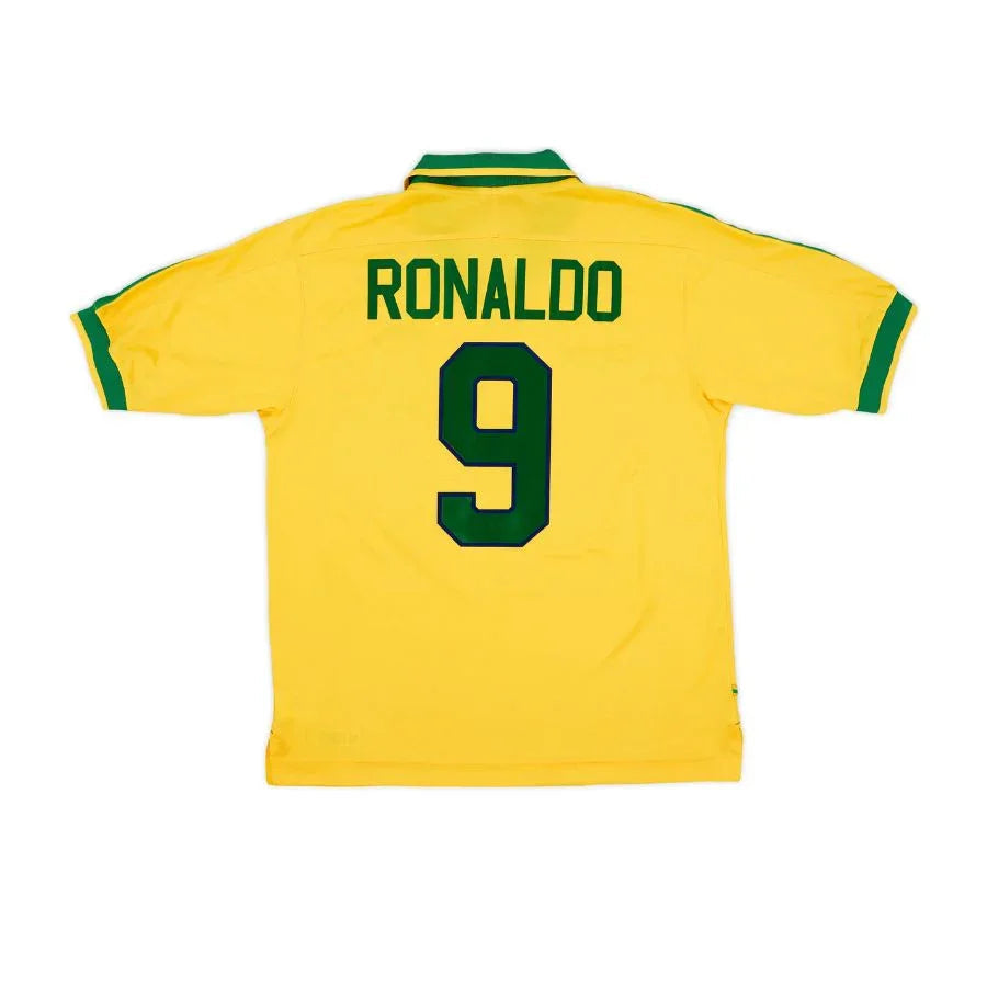 Ronaldo 9 Brazil Home Retro 1997 Go Jersey