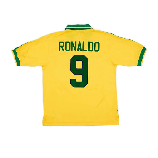 Ronaldo 9 Brazil Home Retro 1997 Go Jersey