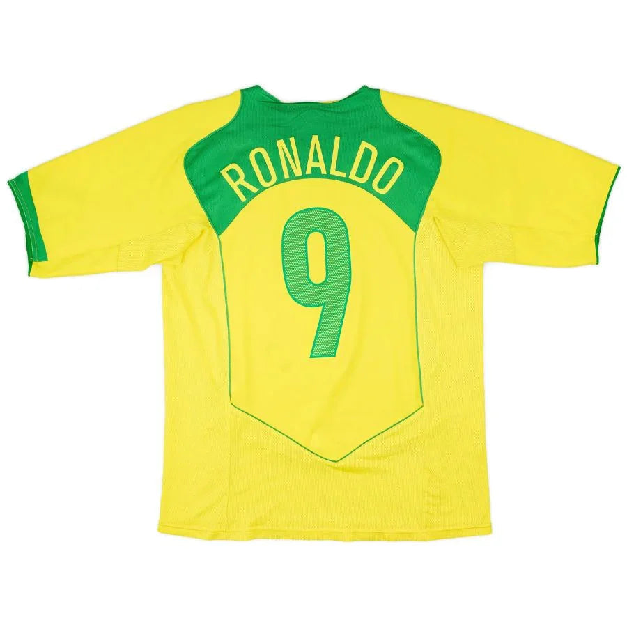 Ronaldo 9 Brazil Home Retro 2004 Go Jersey