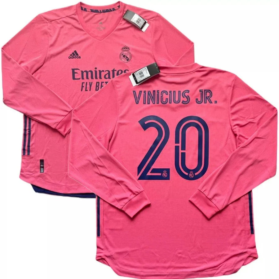 Real Madrid Away Long Sleeve Fan Jersey 2020/21 Vini Jr. 20 Go Jersey