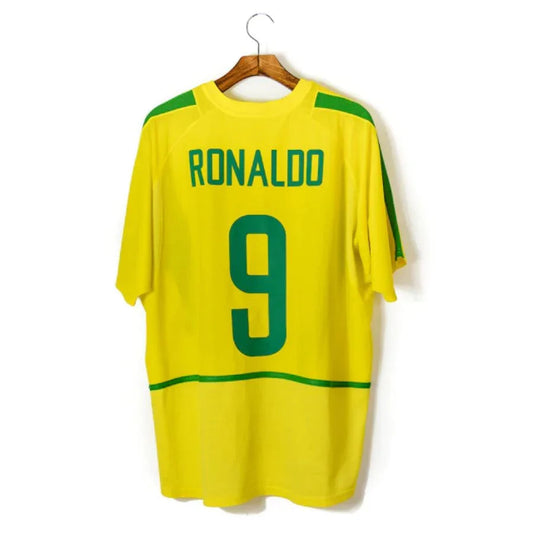 Ronaldo 9 Brazil Home Retro 2002 World Cup Ronaldo Ronaldinho Rivaldo Go Jersey