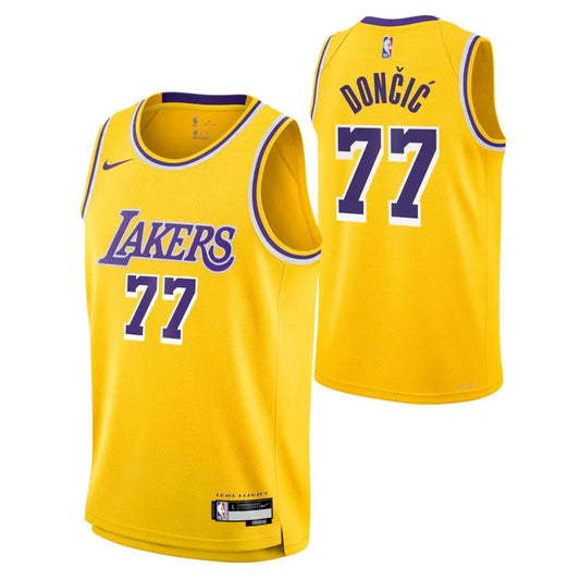 Luka Dončić Los Angeles Lakers Nike Unisex Swingman Jersey – Icon Edition – Gol, Purple, White Go Jersey
