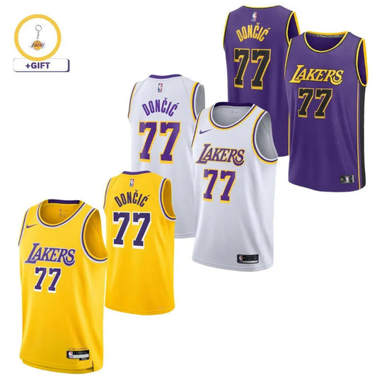 Luka Dončić Los Angeles Lakers Nike Unisex Swingman Jersey – Icon Edition – Gol, Purple, White Go Jersey