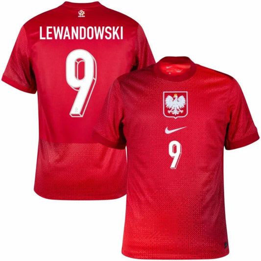 Poland Lewandowski 9 Away Fan Jersey 2024/25 Go Jersey