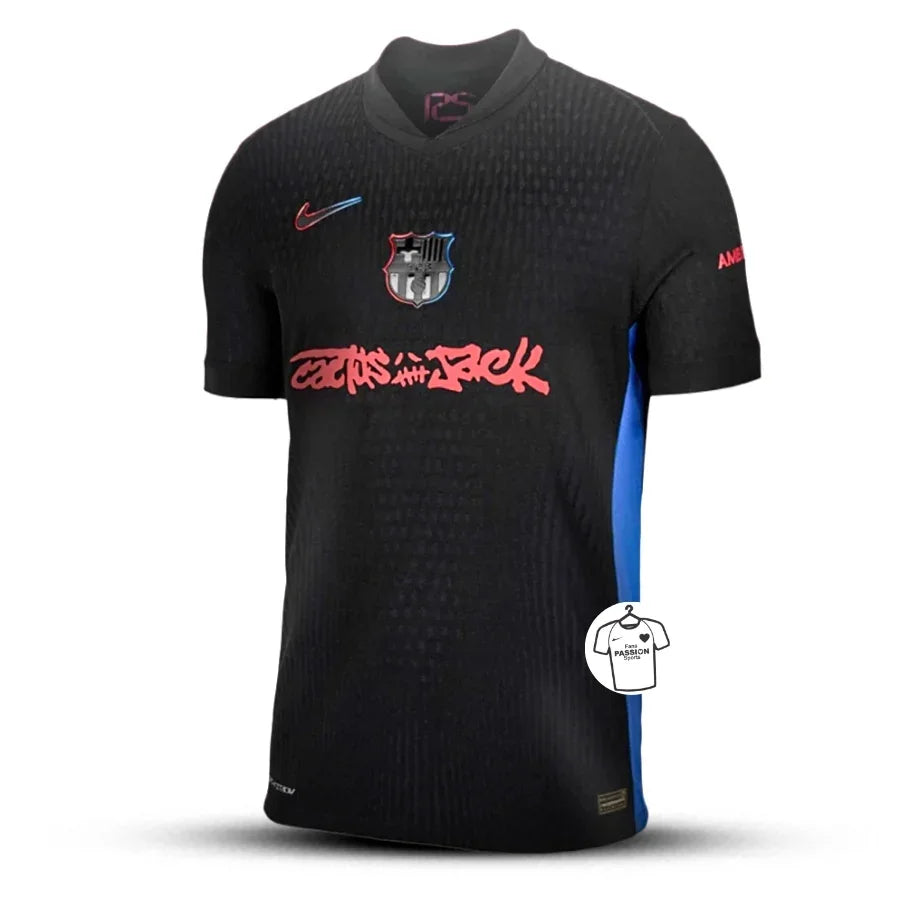 Barcelona Travis Scott Away Fan Jersey 2025/26 Spotify and FC Barcelona Collab With Travis Scott on a Special Cactus Jack Go Jersey