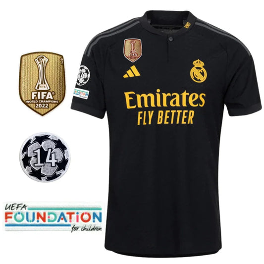 Real Madrid Third Fan Jersey 2023/24 Patch FIFA WCC Patch UCL UEFA Foundation Patches Go Jersey