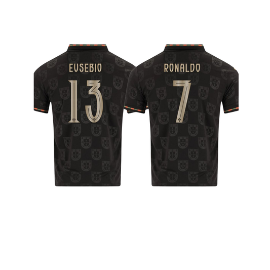 Portugal World Cup Fan Jersey Black Panther 2026 #13 Eusebio and #7 Ronaldo Go Jersey
