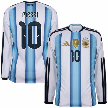 Argentina Home Messi 10 Fan Jersey Long Sleeve Shirt 2026 World Cup GoJersey