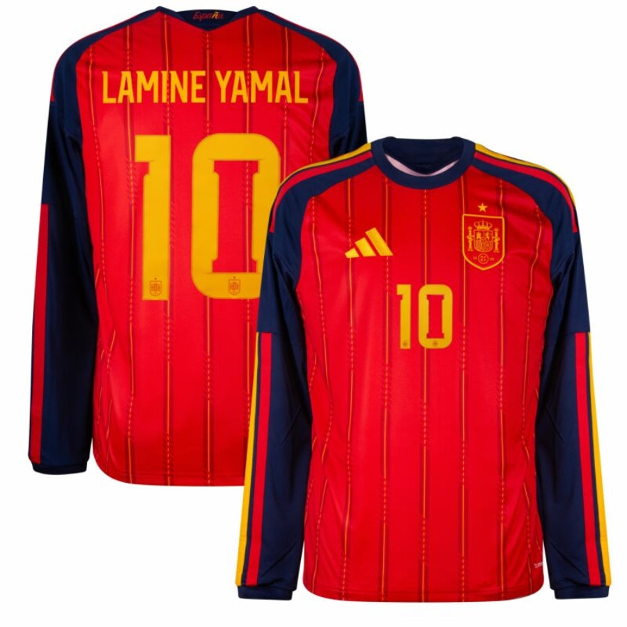 Spain Home Lamine Yamal 10 Fan Long Sleeve Shirt 2026 World Cup Go Jersey