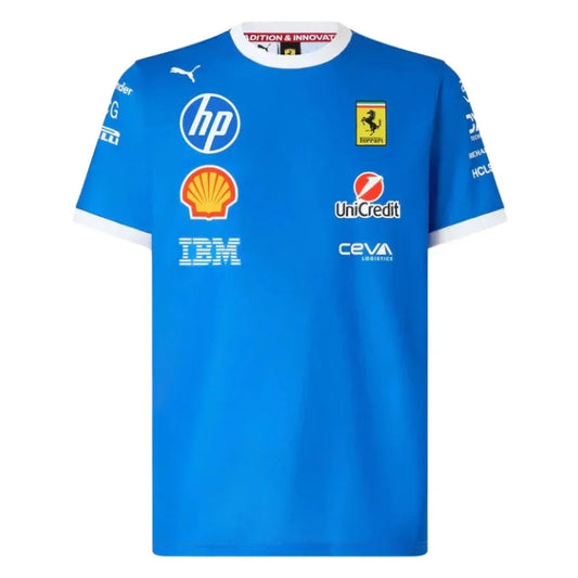 Scuderia Ferrari 2025 Team Monza T-Shirt – Formula 1 F1 Formula One Blue Scozia Go Jersey