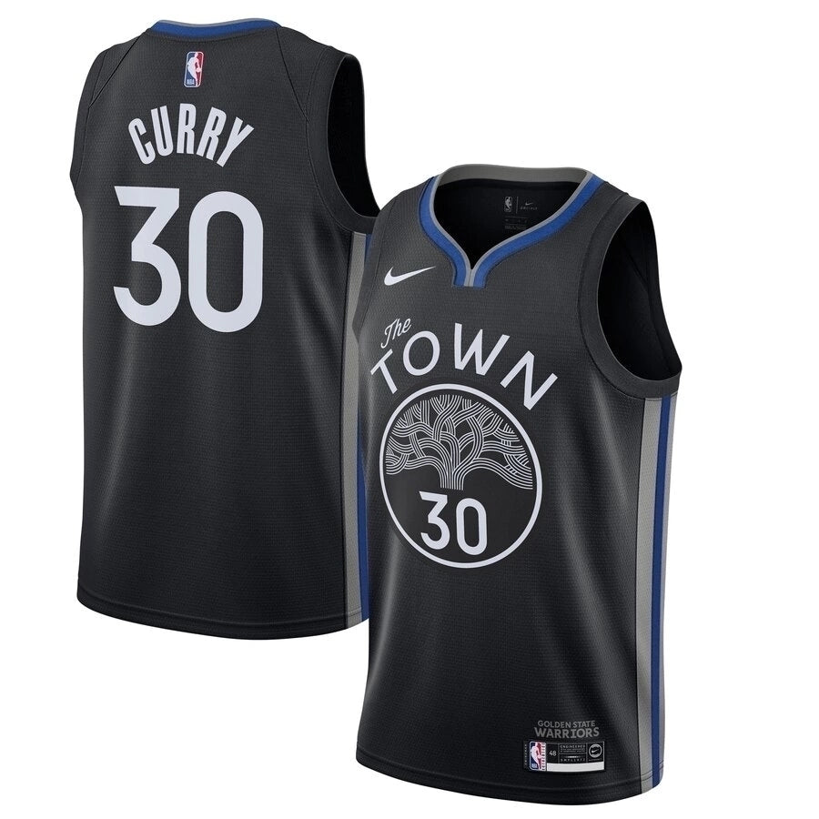 Golden State Warriors Curry 30 NBA Jersey Black The Town Go Jersey