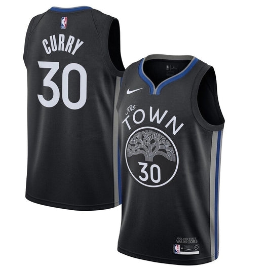 Golden State Warriors Curry 30 NBA Jersey Black The Town Go Jersey