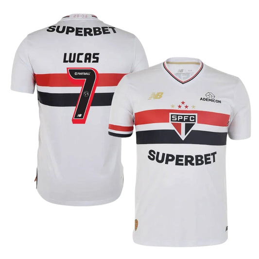 São Paulo Home Lucas 7 Fan Jersey 2025/26 Official Printing Go Jersey