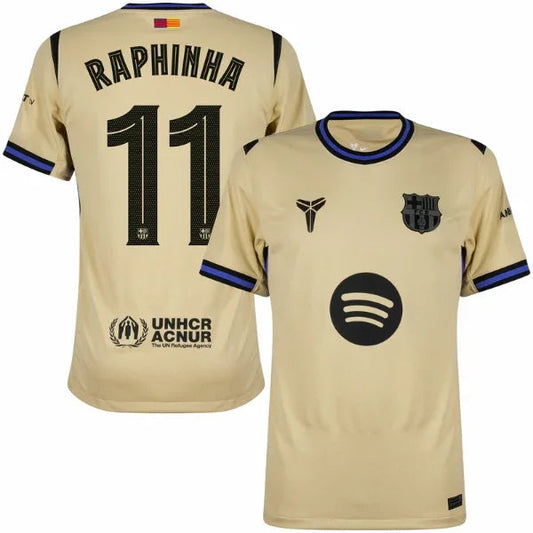 Barcelona Away Raphinha 11 Fan Jersey 2025/26 Official Printing (La Liga) Go Jersey
