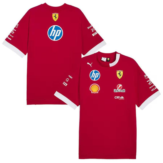 Scuderia Ferrari 2025 Team Oversized T-Shirt – Dark Red Formula 1 F1 Formula One Go Jersey
