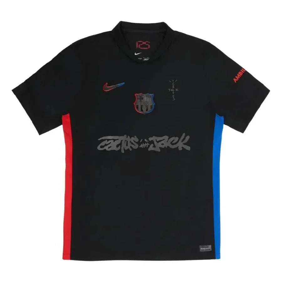 Barcelona Travis Scott Away Fan Jersey 2025/26 Spotify and FC Barcelona Collab With Travis Scott on a Special Cactus Jack Go Jersey