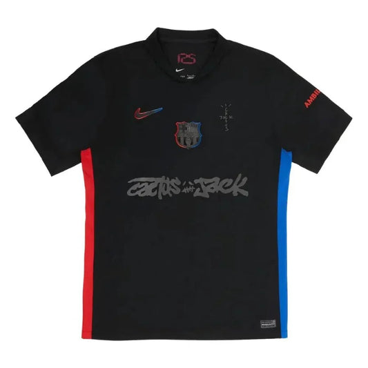 Barcelona Travis Scott Away Fan Jersey 2025/26 Spotify and FC Barcelona Collab With Travis Scott on a Special Cactus Jack Go Jersey