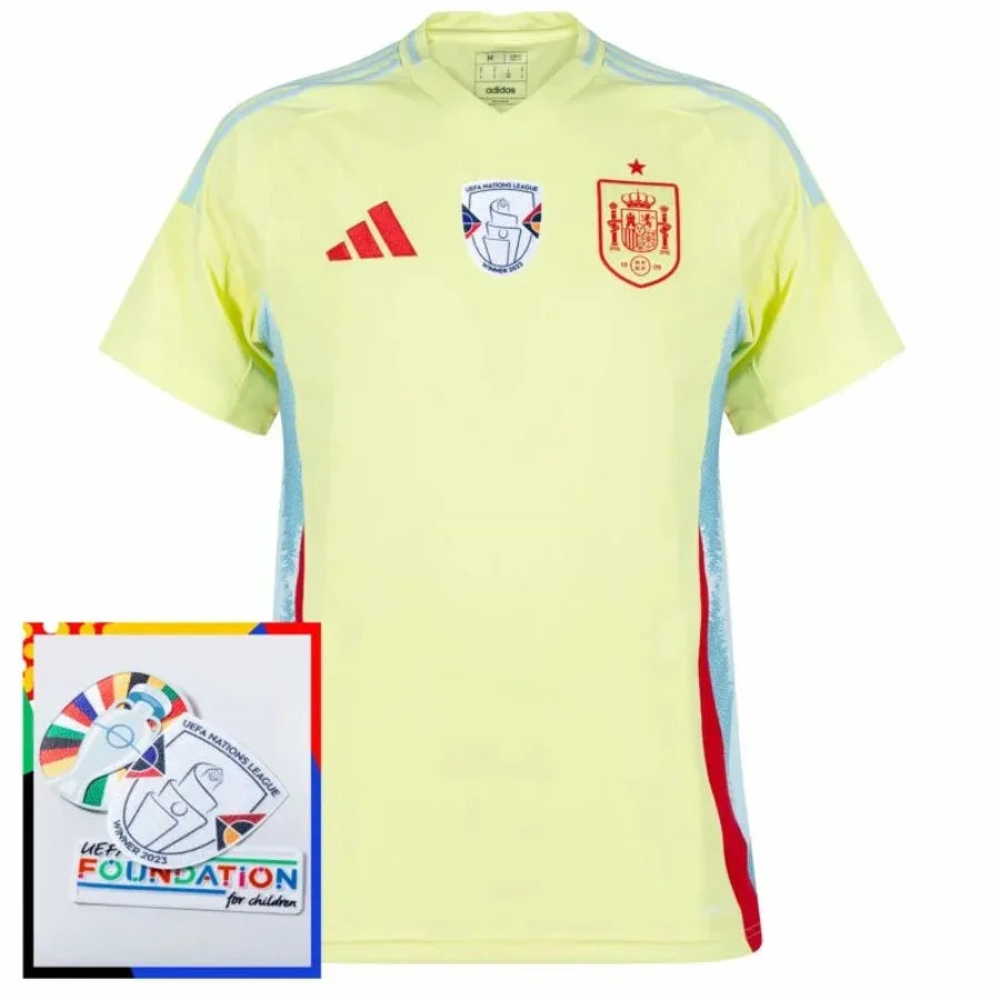 Spain Away Fan Jersey 2025/26 Euro 2024 & Foundation Tournament Patches Go Jersey
