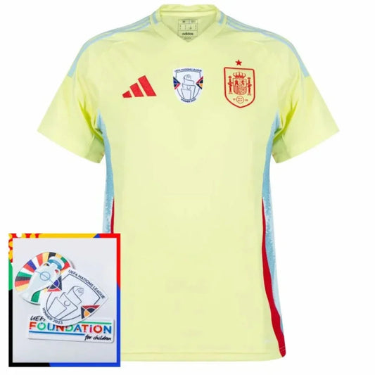 Spain Away Fan Jersey 2025/26 Euro 2024 & Foundation Tournament Patches Go Jersey