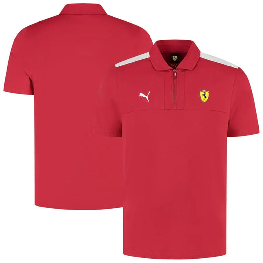 Scuderia Ferrari 2025 Team Zip Polo – Red Formula 1 F1 Formula One Go Jersey