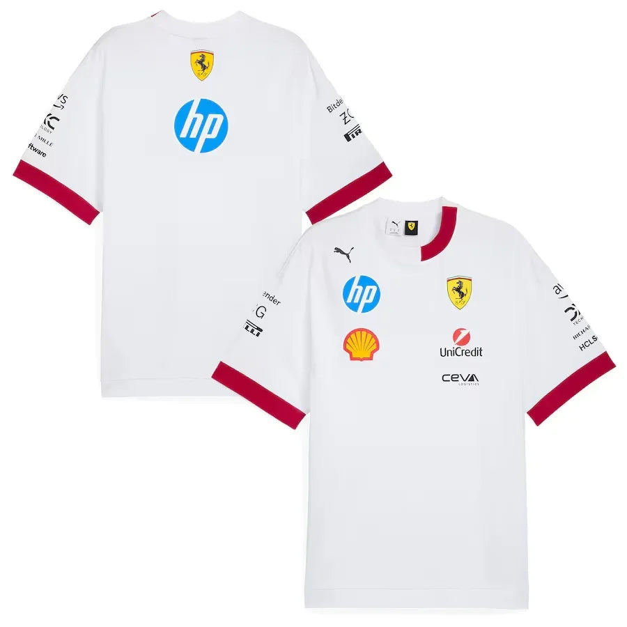 Scuderia Ferrari 2025 Team Oversized T-Shirt – White Formula 1 F1 Formula One Go Jersey