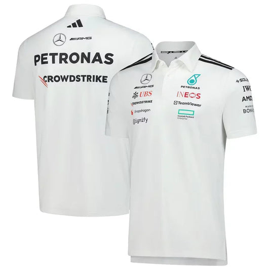 Mercedes-AMG Petronas F1 Team Wear Polo – White Formula 1 F1 Formula One Go Jersey
