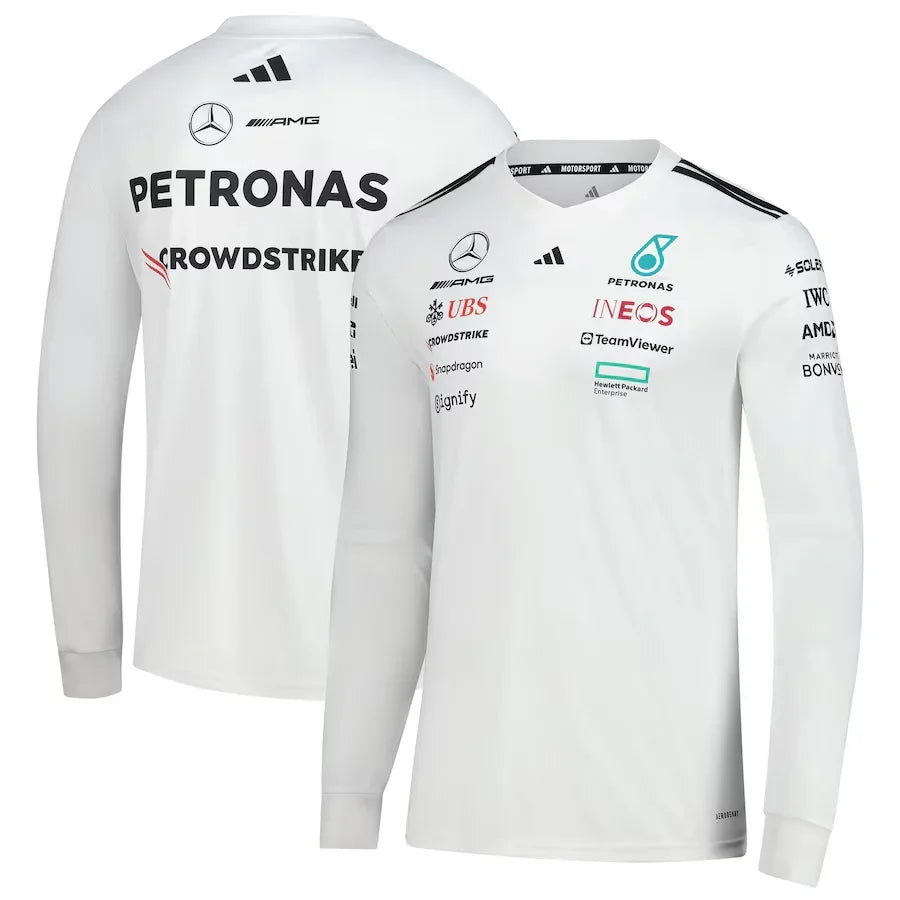 Mercedes-AMG Petronas F1 Team Long Sleeve Jersey – White Formula 1 F1 Formula One Go Jersey