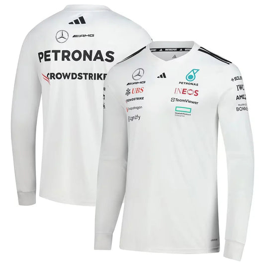 Mercedes-AMG Petronas F1 Team Long Sleeve Jersey – White Formula 1 F1 Formula One Go Jersey