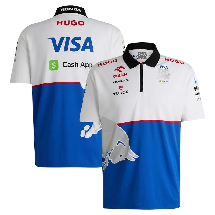 RB Vcarb F1 Team Hugo Boss Quarter-Zip Polo – Royal/White Formula 1 F1 Formula One Go Jersey
