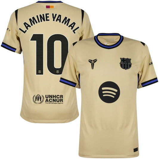 Barcelona Away Lamine Yamal 10 Fan Jersey 2025/26 Official Printing (La Liga) Go Jersey