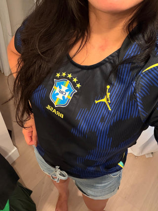 Customer wearing a jersey